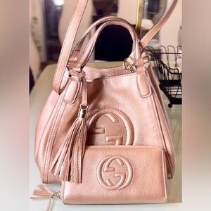 Gucci Soho Chain Strap Shoulder Bag Leather medium it’s 2way with strap &Wallet